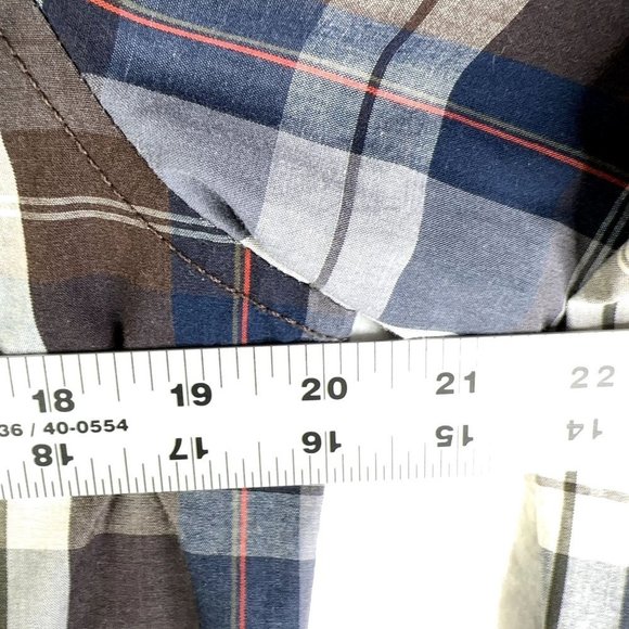 American Rag Mens Shirt Small Button Up Long Sleeves Blue Red Brown Plaid EUC - Picture 8 of 8